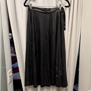 Zara Black Women's Pleather Pleated Wrap Skirt